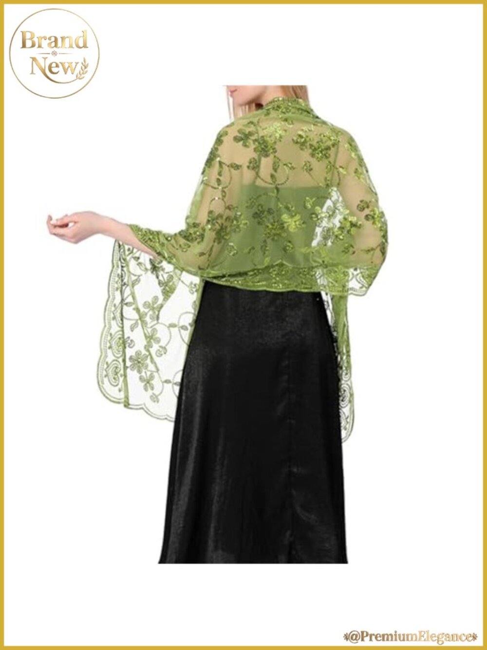 Victorian Sequin Floral Sheer Shawl Wrap Lightweight Evening Wrap